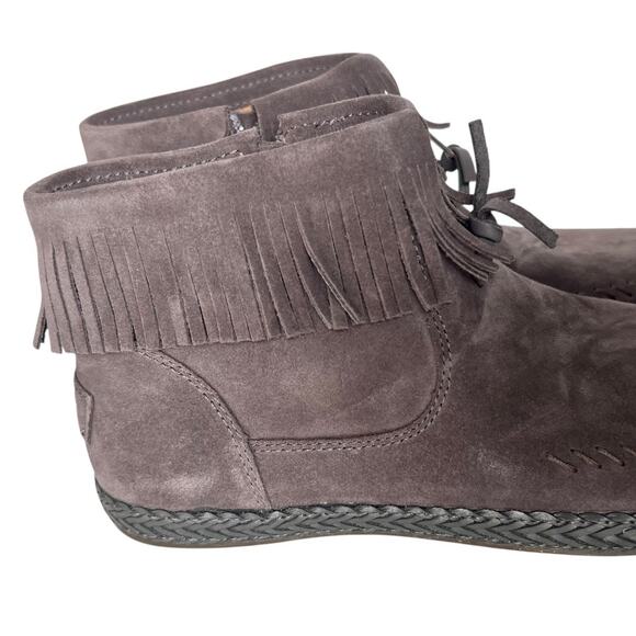 UGG Kennadi Suede Fringe Ankle Boots In Thunder Cloud Size 9.5 - Picture 5 of 12